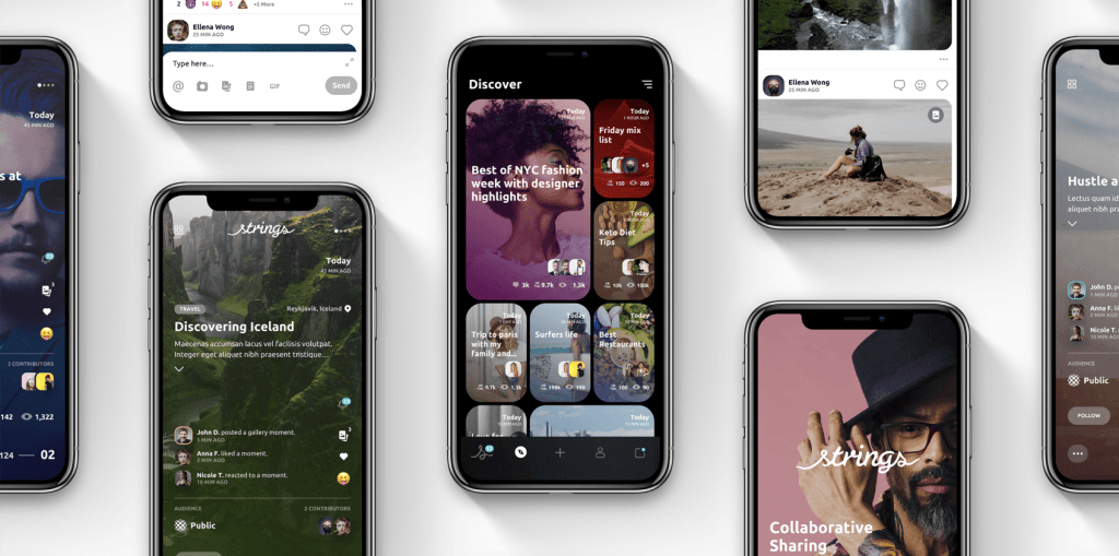 Strings app roadmap for user objectives, mapping creator, curator, and consumer needs